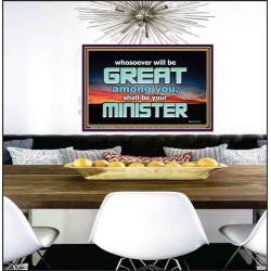 HUMILITY AND SERVICE BEFORE GREATNESS  Encouraging Bible Verse Poster  GWPEACE10459  "14X12"