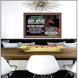 IN MY NAME SHALL THEY CAST OUT DEVILS  Christian Quotes Poster  GWPEACE10460  "14X12"