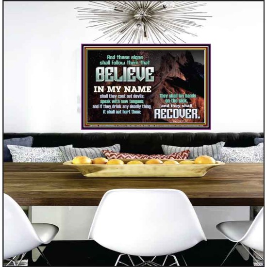 IN MY NAME SHALL THEY CAST OUT DEVILS  Christian Quotes Poster  GWPEACE10460  