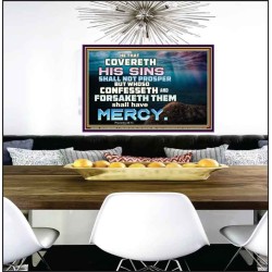 HE THAT COVERETH HIS SIN SHALL NOT PROSPER  Contemporary Christian Wall Art  GWPEACE10466  "14X12"