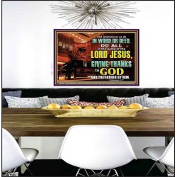 GIVE THANKS TO GOD BOTH IN WORD AND DEED  Bible Verse Art Poster  GWPEACE10469  