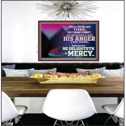 THE LORD DELIGHTETH IN MERCY  Contemporary Christian Wall Art Poster  GWPEACE10564  "14X12"