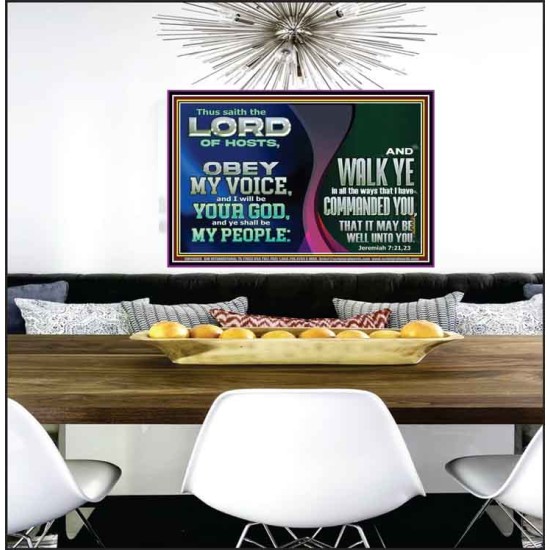 OBEY MY VOICE AND I WILL BE YOUR GOD  Custom Christian Wall Art  GWPEACE10609  
