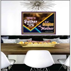 LISTEN TO FATHER WHO BEGOT YOU AND DO NOT DESPISE YOUR MOTHER  Righteous Living Christian Poster  GWPEACE10693  "14X12"