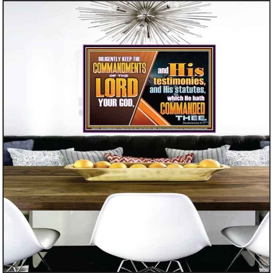 DILIGENTLY KEEP THE COMMANDMENTS OF THE LORD OUR GOD  Ultimate Inspirational Wall Art Poster  GWPEACE10719  