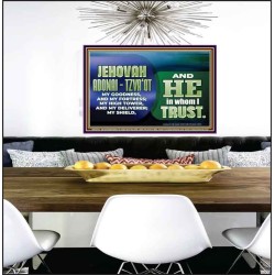 JEHOVAI ADONAI - TZVA'OT OUR GOODNESS FORTRESS HIGH TOWER DELIVERER AND SHIELD  Christian Quote Poster  GWPEACE10754  