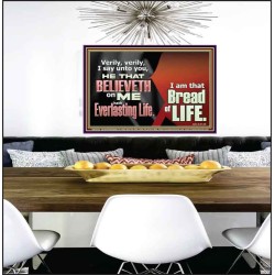 HE THAT BELIEVETH ON ME HATH EVERLASTING LIFE  Contemporary Christian Wall Art  GWPEACE10758  "14X12"