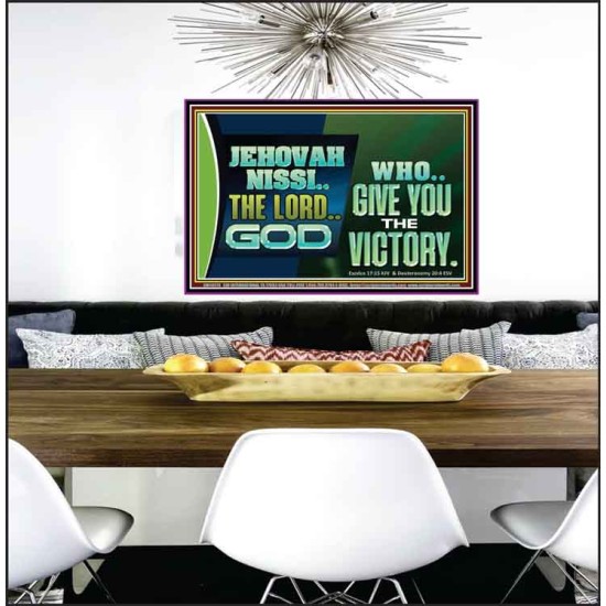JEHOVAHNISSI THE LORD GOD WHO GIVE YOU THE VICTORY  Bible Verses Wall Art  GWPEACE10774  