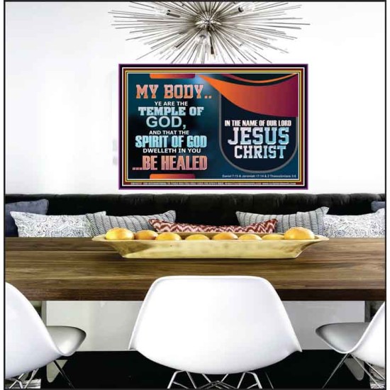 YOU ARE THE TEMPLE OF GOD BE HEALED IN THE NAME OF JESUS CHRIST  Bible Verse Wall Art  GWPEACE10777  