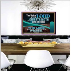 THE VOICE OF THE LORD GIVE STRENGTH UNTO HIS PEOPLE  Contemporary Christian Wall Art Poster  GWPEACE10795  "14X12"