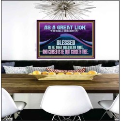 AS A GREAT LION WHO SHALL STIR HIM UP  Scriptural Poster Glass Poster  GWPEACE11743  "14X12"