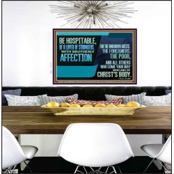 BE A LOVER OF STRANGERS WITH BROTHERLY AFFECTION FOR THE UNKNOWN GUEST  Bible Verse Wall Art  GWPEACE12068  "14X12"