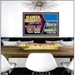 HEARKEN DILIGENTLY UNTO THE VOICE OF THE LORD THY GOD  Custom Wall Scriptural Art  GWPEACE12126  "14X12"