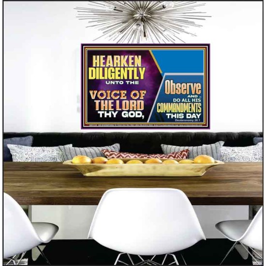 HEARKEN DILIGENTLY UNTO THE VOICE OF THE LORD THY GOD  Custom Wall Scriptural Art  GWPEACE12126  