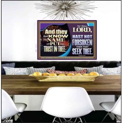 THEY THAT KNOW THY NAME WILL NOT BE FORSAKEN  Biblical Art Glass Poster  GWPEACE12983  "14X12"