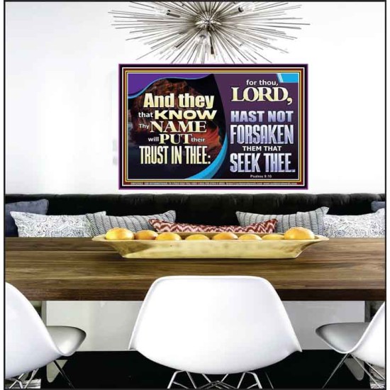 THEY THAT KNOW THY NAME WILL NOT BE FORSAKEN  Biblical Art Glass Poster  GWPEACE12983  