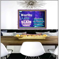 WORTHY WORTHY WORTHY IS THE LAMB UPON THE THRONE  Church Poster  GWPEACE9554  "14X12"