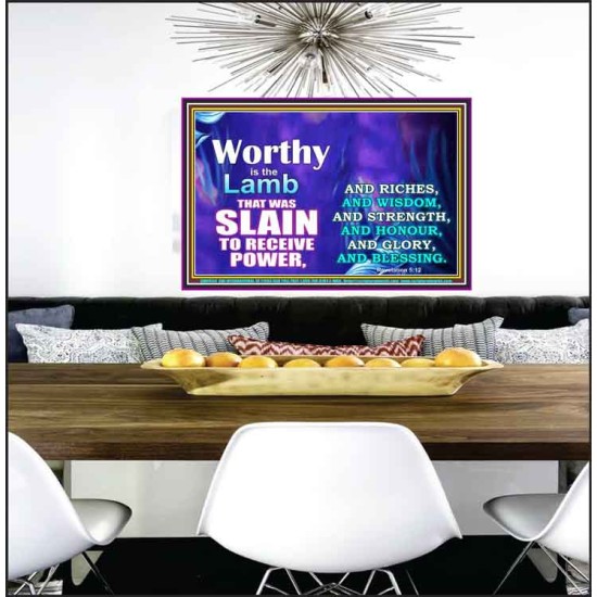 WORTHY WORTHY WORTHY IS THE LAMB UPON THE THRONE  Church Poster  GWPEACE9554  