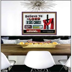 WHOSOEVER BELIEVETH ON HIM SHALL NOT BE ASHAMED  Contemporary Christian Wall Art  GWPEACE9917  "14X12"