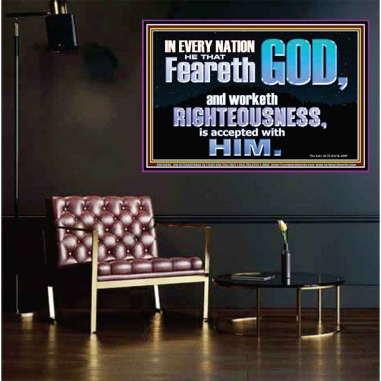 FEAR GOD AND WORKETH RIGHTEOUSNESS  Sanctuary Wall Poster  GWPEACE10406  