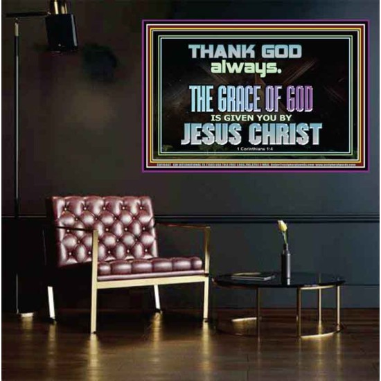 THANKING GOD ALWAYS OPENS GREATER DOOR  Scriptural Décor Poster  GWPEACE10442  