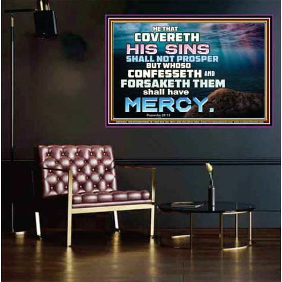 HE THAT COVERETH HIS SIN SHALL NOT PROSPER  Contemporary Christian Wall Art  GWPEACE10466  