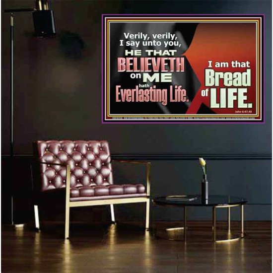 HE THAT BELIEVETH ON ME HATH EVERLASTING LIFE  Contemporary Christian Wall Art  GWPEACE10758  