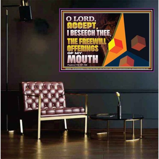 ACCEPT THE FREEWILL OFFERINGS OF MY MOUTH  Bible Verse Poster  GWPEACE12044  