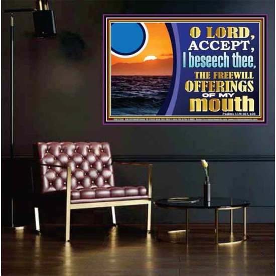 ACCEPT THE FREEWILL OFFERINGS OF MY MOUTH  Bible Verse for Home Poster  GWPEACE12158  