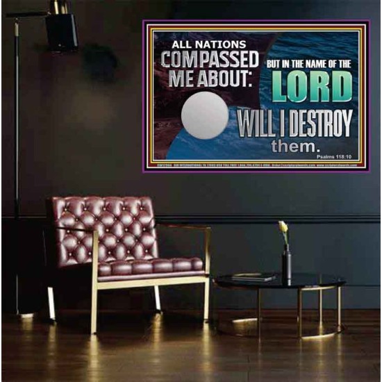 IN THE NAME OF THE LORD WILL I DESTROY THEM  Biblical Paintings Poster  GWPEACE12966  