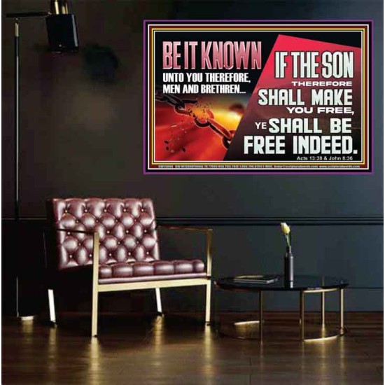 IF THE SON THEREFORE SHALL MAKE YOU FREE  Ultimate Inspirational Wall Art Poster  GWPEACE13066  