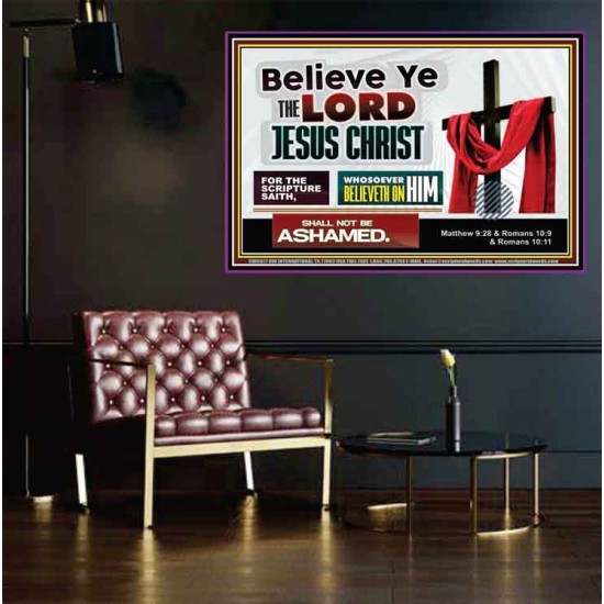 WHOSOEVER BELIEVETH ON HIM SHALL NOT BE ASHAMED  Contemporary Christian Wall Art  GWPEACE9917  