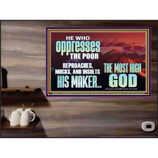 OPRRESSING THE POOR IS AGAINST THE WILL OF GOD  Large Scripture Wall Art  GWPEACE10429  