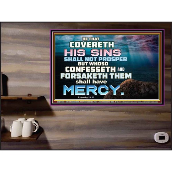 HE THAT COVERETH HIS SIN SHALL NOT PROSPER  Contemporary Christian Wall Art  GWPEACE10466  