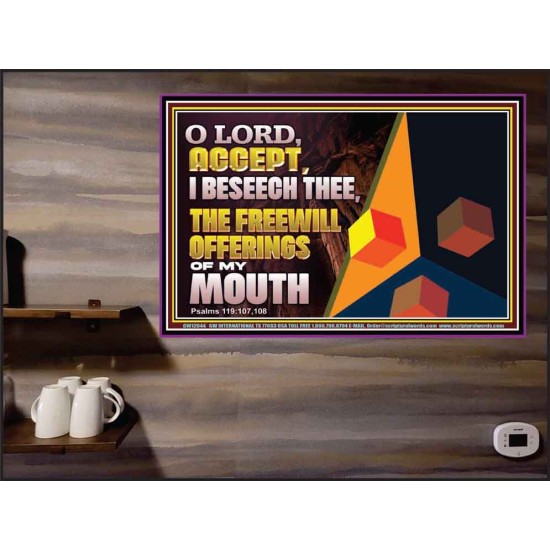 ACCEPT THE FREEWILL OFFERINGS OF MY MOUTH  Bible Verse Poster  GWPEACE12044  