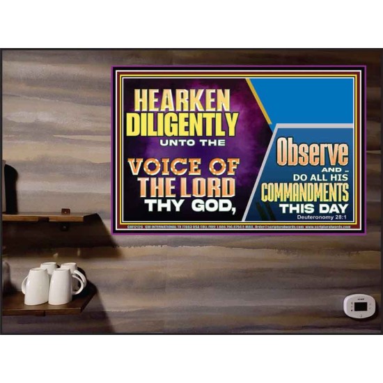 HEARKEN DILIGENTLY UNTO THE VOICE OF THE LORD THY GOD  Custom Wall Scriptural Art  GWPEACE12126  