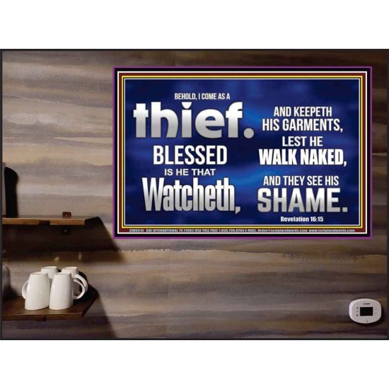 BLESSED IS HE THAT IS WATCHING AND KEEP HIS GARMENTS  Scripture Art Prints Poster  GWPEACE9919  
