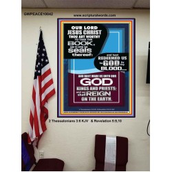 HAS REDEEMED US TO GOD BY THE BLOOD OF THE LAMB  Modern Art Poster  GWPEACE10042  "12X14"