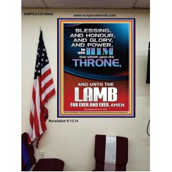 BLESSING HONOUR AND GLORY UNTO THE LAMB  Scriptural Prints  GWPEACE10043  "12X14"