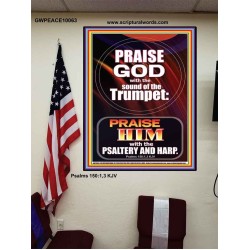 PRAISE HIM WITH TRUMPET, PSALTERY AND HARP  Inspirational Bible Verses Poster  GWPEACE10063  "12X14"