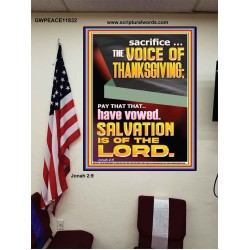 SACRIFICE THE VOICE OF THANKSGIVING  Custom Wall Scripture Art  GWPEACE11832  "12X14"