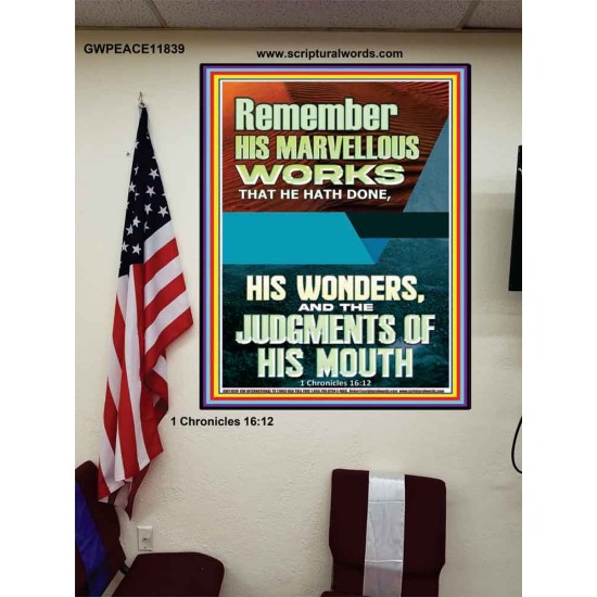 HIS MARVELLOUS WONDERS AND THE JUDGEMENTS OF HIS MOUTH  Custom Modern Wall Art  GWPEACE11839  
