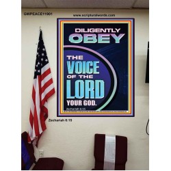 DILIGENTLY OBEY THE VOICE OF THE LORD OUR GOD  Unique Power Bible Poster  GWPEACE11901  "12X14"
