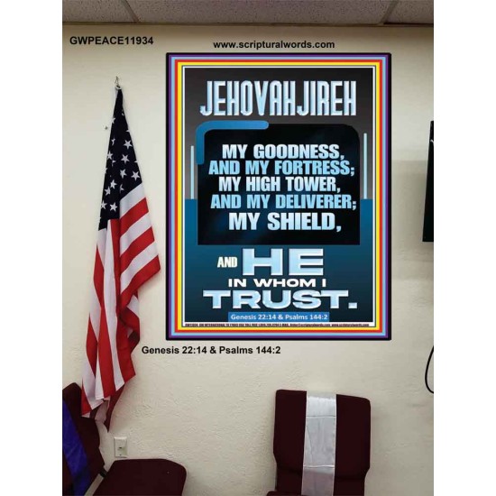JEHOVAH JIREH MY GOODNESS MY FORTRESS MY HIGH TOWER MY DELIVERER MY SHIELD  Sanctuary Wall Poster  GWPEACE11934  