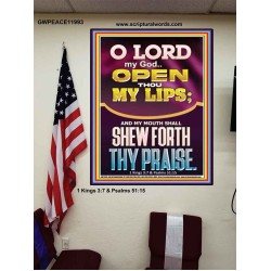 OPEN THOU MY LIPS O LORD MY GOD  Encouraging Bible Verses Poster  GWPEACE11993  "12X14"