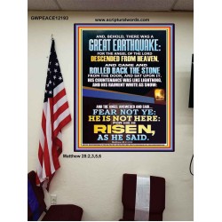 THERE WAS A GREAT EARTHQUAKE AND THE ANGEL OF THE LORD DESCENDED FROM HEAVEN  Bible Verses to Encourage  Poster  GWPEACE12193  "12X14"