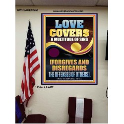 LOVE COVERS A MULTITUDE OF SINS  Christian Art Poster  GWPEACE12255  "12X14"