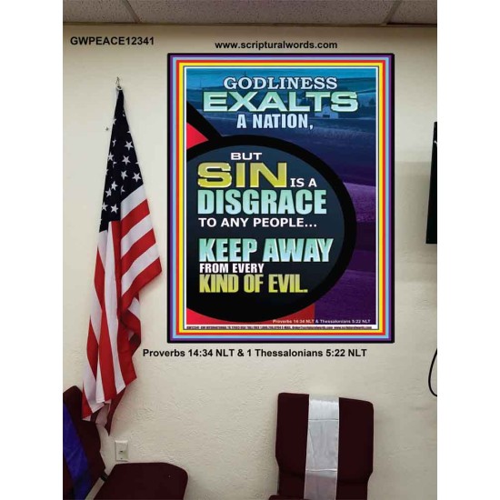 GODLINESS EXALTS A NATION SIN IS A DISGRACE  Custom Inspiration Scriptural Art Poster  GWPEACE12341  