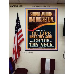 SOUND WISDOM AND DISCRETION SHALL BE LIFE UNTO THY SOUL  Bible Verse for Home Poster  GWPEACE12391  "12X14"