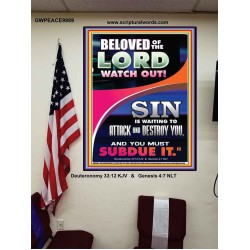 BELOVED WATCH OUT SIN IS ROARING AT YOU  Sanctuary Wall Poster  GWPEACE9989  "12X14"